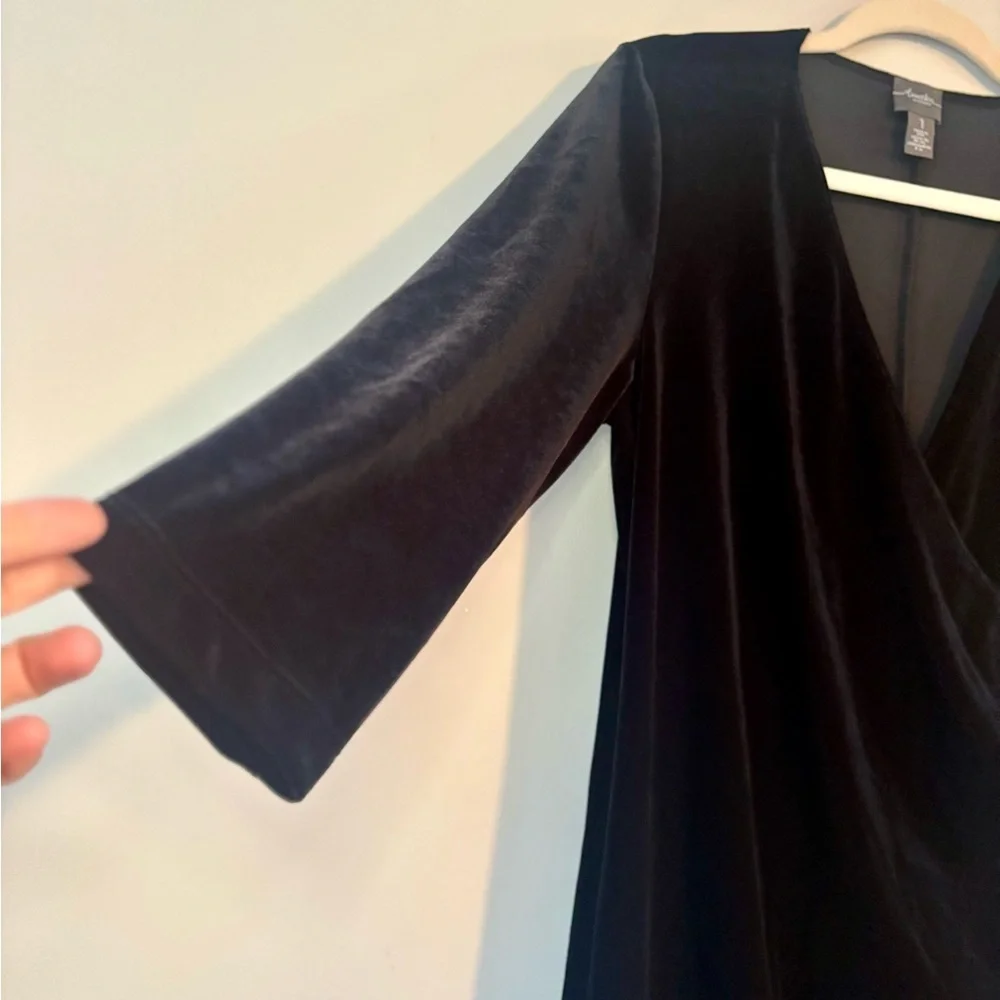 Travelers Collection by Chico’s Velvet Rosemary Wrap Dress in Black - Picture 7 of 10